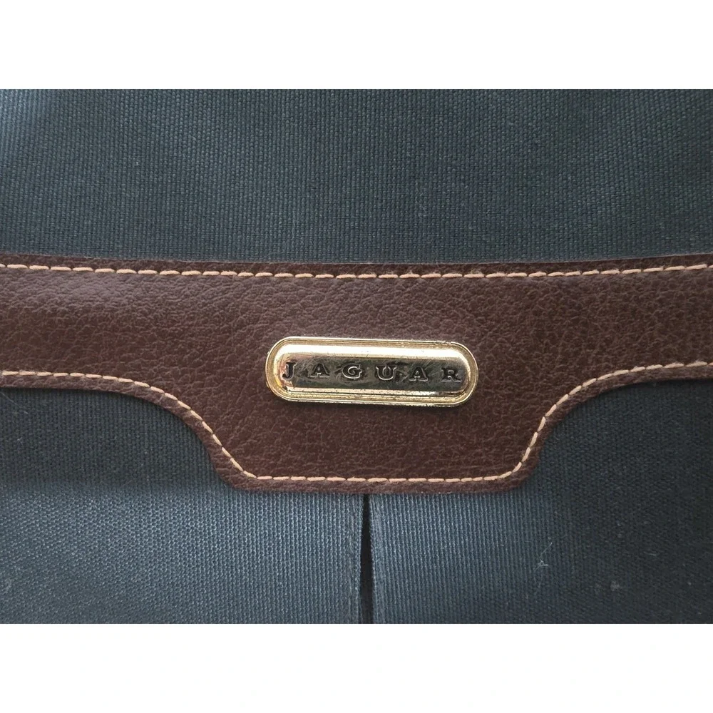 Vintage 80's Jaguar Luggage Suitcase Travel Bag Green Brown Leather Trim JCP